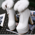 wedge boot high heel  women's winter ankle boots furry warm winter boots for women